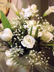 LILY, ROSES, FREESIA AND BABY'S BREATH BOUQUET